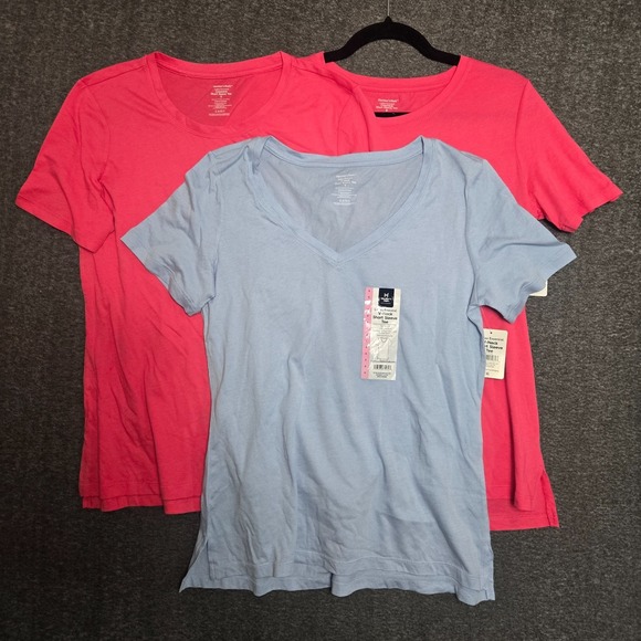 x3 Members Mark Short Sleeve Tee Crew / V Neck Pink / Blue Size Small NWT - Picture 1 of 5